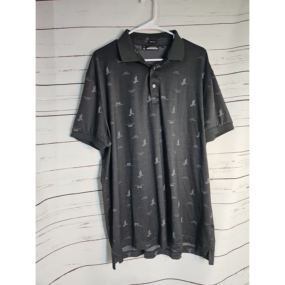 J. Lindeberg Glen Print Men's 2xl Green Golf Polo Shirt